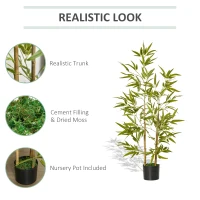 HOMCOM Planta Bambus Artificial Inaltime 120 cm cu Ghiveci pentru Interior si Exterior -Verde(m-5)