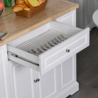 HOMCOM Carrello da cucina Credenza 3 cassetti scaffali aperti pieghevoli bianco(m-7)