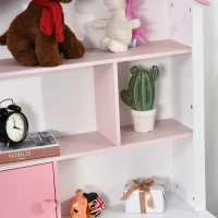 HOMCOM Raft Biblioteca Organizator Dulap cu Compartimente pentru copii roz(m-9)