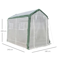 Outsunny Sera de Gradina Folie din PE cu 4 Ferestre, 240x180x200cm(m-3)