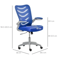 Vinsetto Scaun de Birou Pivotant Inaltime Reglabila Brate care Se Ridica Albastru(m-3)