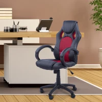 HomCom Scaun de Birou Stil Gaming, Rosu si Negru(m-2)