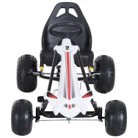 HOMCOM Go-Kart cu Pedale pentru Copii, Alb si Negru(m-4)