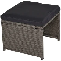 Outsunny Set Mobilier de Gradina Extern 9 bucati Masa cu 4 Scaune 4 Taburet in Rattan, Maro(m-9)
