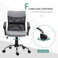 Vinsetto Fotoliu de Birou din Material Textil Gri Rotativ si Ergonomic(m-6)