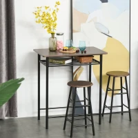 HOMCOM Masa Inalta cu 2 Scaune pentru Bucatarie Spatiu Bar, Suport pentru Picioare si Raft(m-2)
