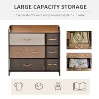 HOMCOM Comoda cu 7 sertare pliabile din material textil Raft din MDF 80x29x78.5cm(m-5)
