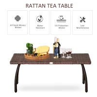 Outsunny masuta din ratan sintetic 45x45x44cm, gri(m-4)