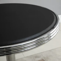 HOMCOM Masa Moderna de Bar sau de Bucatarie Rotunda din Metal si Imitatie de Piele Neagra(m-8)