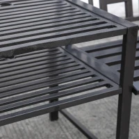 Outsunny Set 2 Scaune cu Masuta de cafea si gaura pentru Umbrela in metal, Negru(m-8)