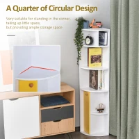 HOMCOM Raft de Colt Alb cu Dulapior Galben – 5 Polite Decorative(m-5)