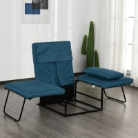 HOMCOM 4 in 1 Canapea extensibila 5 nivele spatar reglabil puof sezlong Albastra(m-8)