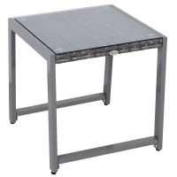 Outsunny masuta exterior, blat sticla, 50x50x50cm, gri(m-1)