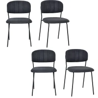 HOMCOM Set de 4 Scaune moderne Capitonate si Stivuibile, din Tesatura si Metal Gri(m-1)