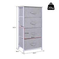 Homcom Mobila Container cu 4 Sertare din Lin Panou Sasiu in Otel Vopsea Praf Raft Superior in MDF Max:25 kg 45x30x92cm(m-3)