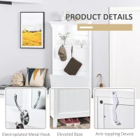 HOMCOM Mobilier Cuier de Perete cu Bancuta tip cufar cu 3 Agatatori Polita Oglinzi Alb(m-7)