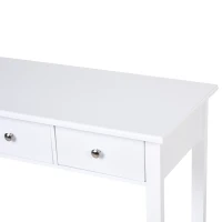 HOMCOM Masa Consola cu 3 Sertare pentru Intrare si Living din lemn de pin, 100x30.5x80cm Culoarea Alba(m-9)