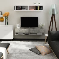 HOMCOM Dulap TV Suspendat cu 4 Compartimente si 2 Usi, Consola pentru Televizor pana la 60"(m-2)