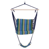 Outsunny Hamac Scaun Acoperis cu Taburet in Lemn Galben si Albastru(m-4)