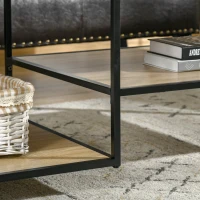 HOMCOM Masuta de Cafea Stil Industrial cu 3 Etajere, din MDF si Otel, 120x60x46cm - Lemn(m-7)