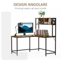 HomCom birou de colt, stil industrial, cu raft, 140x125x149 cm(m-5)