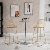 HOMCOM Set 2 scaune inalte, Suport pentru picioare, 53x56x110cm, Auriu(m-2)