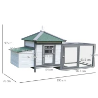 PawHut cotet din lemn de pin, 196x76x97cm, gri(m-3)