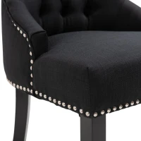 Homcom Scaun pentru Pranz Eleganta Captusita Invelis din Lin cu Nasturi Matlasati Negru(m-8)