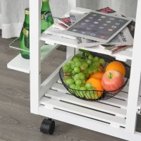 HOMCOM Carucior de Bucatarie cu economisire de spatiu din lemn MDF alb 92 x 37 x 82cm(m-12)