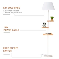 HOMCOM Veioza de podea cu Raft pivotant si Baza de Marmura Alba 38x38x155cm(m-7)