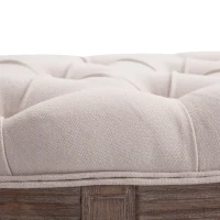 HOMCOM Banca pentru Capatul patului Semicirculara cu Structura de Lemn si Capitonata in Stil Chesterfield Beige 140,5x51x48cm(m-7)
