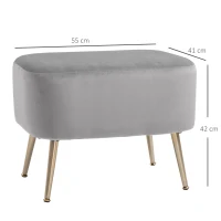Homcom Pouf Captusit cu Invelis Gri Deschis si Picioare din Metal(m-6)