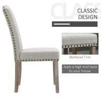 HOMCOM Set 2 Scaune Captusite Stil Classic pentru Living si Sufragerie Gri Deschis(m-5)