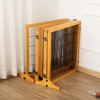PawHut Gard Caini – 6 Panouri Pliabile din Lemn & Otel 432×36×70 cm(m-9)