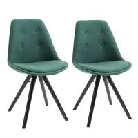 HOMCOM Set 2 Piese Scaune de Pranz captusite design modern pentru sala de pranz verde(m-1)