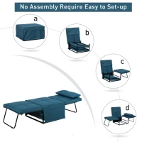 HOMCOM 4 in 1 Canapea extensibila 5 nivele spatar reglabil puof sezlong Albastra(m-9)