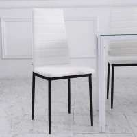 Homcom Set 4 Scaune Moderne – Alb, Metal & Textil pentru Camera de Zi(m-6)