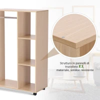 HOMCOM dulap deschis cu cuier si 3 rafturi, 80 x 40 x 128 cm(m-4)