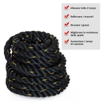 HOMCOM Battle Rope Coarda Funie de Antrenament Forta Fitness (Ф38mm) Lungime 9m(m-4)