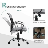 Vinsetto Fotoliu de Birou din Material Textil Gri Rotativ si Ergonomic(m-5)
