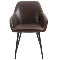HOMCOM Scaun Stil Industrial, Piele ecologica/Metal, 61x58x84cm, Maro(m-4)