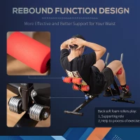 HOMCOM Banca pentru Abdomene 2 in 1, Banca de Gimnastica cu Monitor LCD, Scaun Reglabil si Benzi Elastice, 117x46x70cm(m-5)