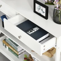 Homcom Masa Consola 100×30,5×80 cm – Alba, cu Sertare & Rafturi(m-10)