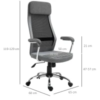 Vinsetto scaun birou ergonomic, inaltime reglabila, 65x60x119-129cm(m-3)
