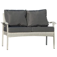 Outsunny canapea din ratan, cu 2 locuri, 120x63x77cm, alb(m-1)