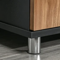 HOMCOM Mobilier TV Modern cu 2 Rafturi, Gauri cablu si 2 Dulapioare in PAL 105x40x55cm Negru-Maro(m-8)