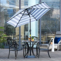 Outsunny Umbrela de Gradina Reglabila Φ227cm in metal Design dungat, Albastru si Alb(m-9)