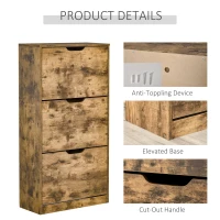 HOMCOM Mobilier Suport pentru Pantofi 3 Usi cu Polite Reglabile pentru 12-18 Pantofi Maro(m-6)