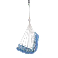 Outsunny Hamac Scaun Suspendat Captusit cu Funii si Schelet din Lemn si Bumbac cu Dungi(m-11)
