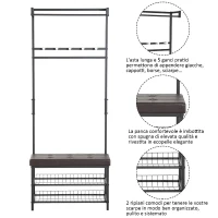 HomCom Banca Vestiar in Metal captusita, Maro, 72.5x35x180cm(m-4)